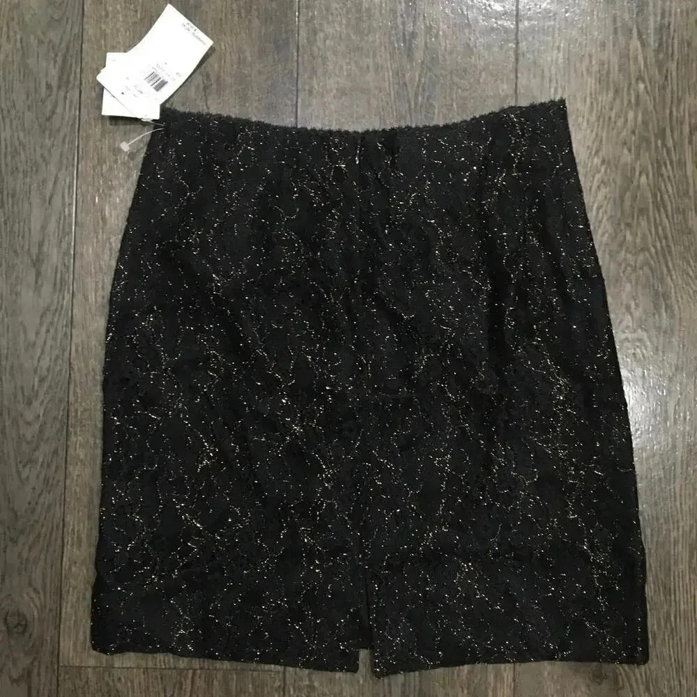 NEW Nicole Miller Women Size 8 Black with Gold Thread Vintage Mini Skirt